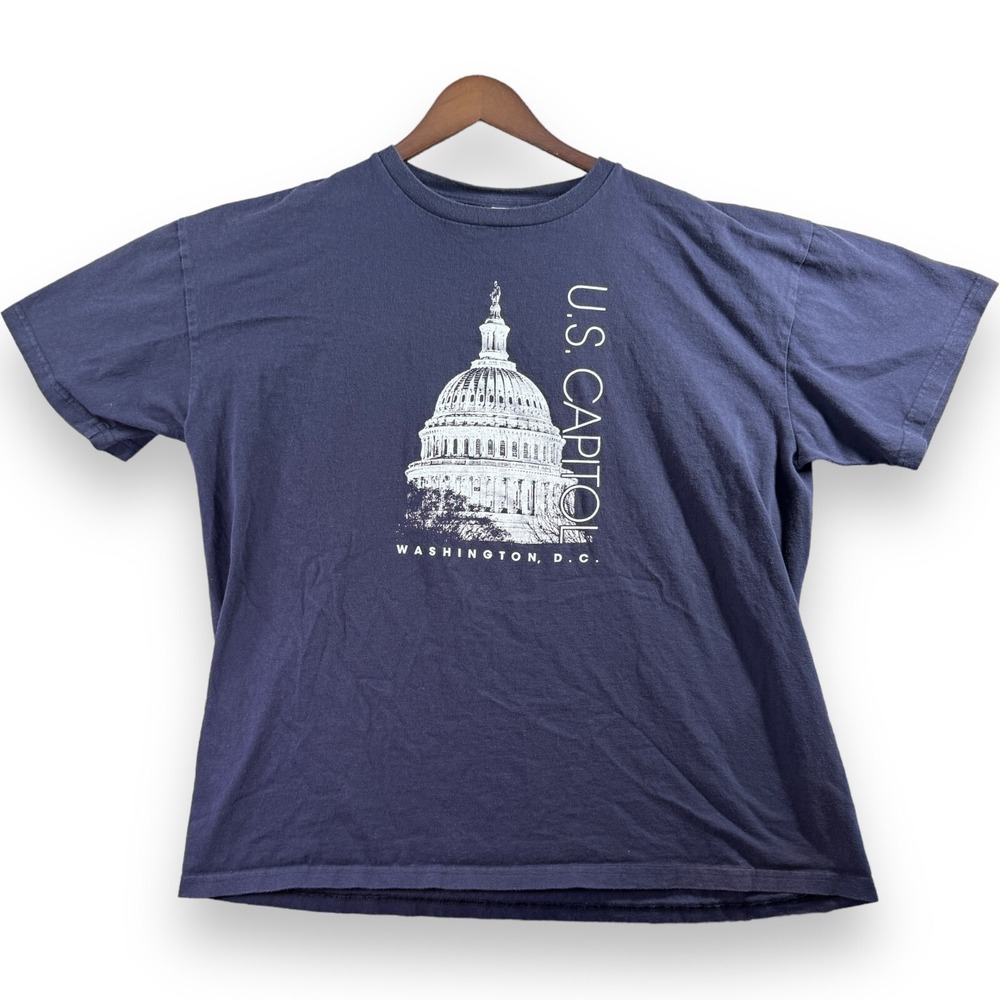Vintage Tipsy Washington DC US Capitol T Shirt 2XL Made In USA 90s Blue Mens